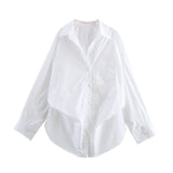 Spring 2025 New Women's Cotton Bat Sleeve Striped Clip Long Sleeve Shirt 2025458