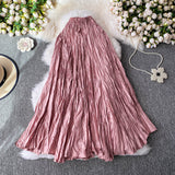 Design Sense Of Irregular Folding High Waist Half-Dress Woman 2025 Summer New Set Of Meat Display Skinny Swing Dress