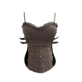 Real Shoot Babes Y2k Lace With Chest Cushion Splicing Sling Sling Back Zipper Short Top Lady 6228