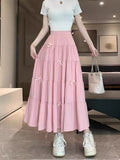 New Spring And Summer Korean Version Of Comfortable Splicing Bow Half-Body Skirt High-Waisted Umbrella Skirt Skirt Skirt Skirt Skirt
