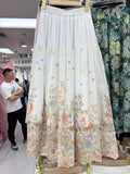 2025 Summer New French Romantic Heavy Industry Embroidery Print Collection Waist Lanky Fairy Dress