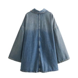 2025 Spring And Summer New Women's Simple Fashion Wind Wind Collar Loose Denim Dress