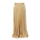 2025 New Women's Color Metallic Metallic Luster 100-Folded Dress Long Organ Skirt Half-Dress Skirt