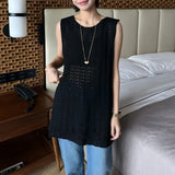 Lazy Temperament White Hollow Knitted Shirt Women's 2026 Summer New High-End Feel Long-Term Waistcoat Top