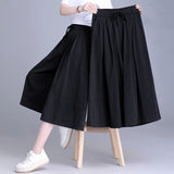 High-Rise Skirts Ladies Summer Thin 2026 New Ice Silk Broad-Legged Pants Pendant Casual Seven-Point Skirt