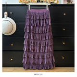 Autumn New Velvet Layer Cake 100 Folded Skirt Women's Fashion High-Rise Thin And Thin A-Shaped Skirt