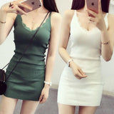 Medium-Long Sling Vest Dress Women's Knitted Summer Lace Bottom Shirt Sexy Inside Student Korean Version