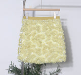 Three-Dimensional Flower Mesh Squins Tight Waist Half-Dress Women's Summer New A-B-Pack Hip Short Skirt 9103