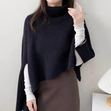 South Korea Dongdaemun 2026 Winter New Irregular High-Collar Knitting Cloak Leisure Warm Shawl Cloth Woman Tide