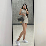 Thai-Style New Tight Design With A Collar Button Sexy Hanging Neck-Decked Backpack Skirt Short Dress