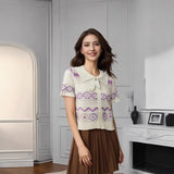 Small Fragrant Knitted Short-Sleeved Women Summer 2025 New Fashion Fashion Trendy Doll Collar Short Top Tide