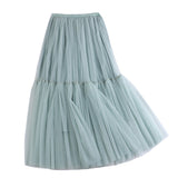Hundred Folded Net Dress New Pure Color Bottom Skirt Small Fresh Medium And Long Skirt Big Swing Pony Skirt