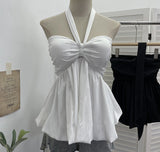 Real Shooting Pure Lust Wind Hanging Neck Tie With Chest Vest With Chest Skirt Swing Thin Wrapped Chest Sleeveless Top 9131