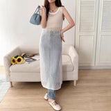 Real Shooting Of South Korea's Dongdaemun New Hollow Knitted Vest Dress Women's Summer Seaside Holiday Hooded Skirt Dress