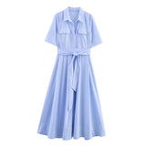 2025 Summer New Women's Fashion Leisure Short-Sleeved House Silk Shirt Dress 2640596