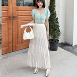 New 100-Fold Skirt Mid-Long Umbrella Skirt Wave Folding Skirt High Waist-High Body Dress