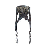 Real Shot Raging Butterfly Embroidery Y2k Babes Punk Word Shoulder Tie-Dye Mesh T-Shirt With Short Top 1319