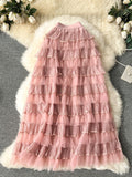 French Gentle Wind Mesh Dress Women's Autumn And Winter New Sweet High-Rise Layer Cake Skirt Temperament Shalin Skirt