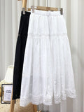 2025 Spring And Summer New High-Waisted Small Fragrant Hook Hollow Cotton Dress In The Long Swing A-Word Half-Body Skirt