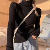 Heap High-Necked Cover Finger Tight-Up Sweater Women 2026 Autumn And Winter New Knitted Bottom Shirt Full Of Long Sleeve Tops