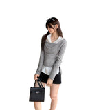 Light People's High-End Feeling Autumn Digging Long-Sleeved Wool Knitted Shirt Women Commute New Temperament Repair Body