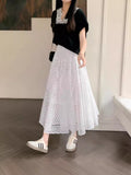 High-Waist Heavy Industry Lace Hollow Fairy Big Swing A-Dress Girl With Sweet A-Word Long Dress 2025 Summer New