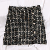 Vintage Coarse Flowers, High Waist Slim Half-Dress Autumn And Winter Irregular Opening Single-Dbutton Bag A Short Skirt 88881