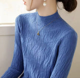 High-Grade Gray Half-High Collar Wool Texture Inside The Knitted Bottoming Shirt Women's Autumn And Winter High-End Super-Good-Looking Sweater