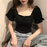 Summer 2025 New Retro French Blouse Collared Care Machine Slim Thin Short-Sleeved Knitwear Woman