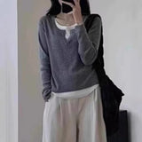 Design Fake Two Knitted Sweater Bottoming Women In Autumn And Winter Temperament Slim Slim Short Top Woman