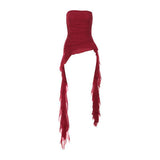 Irregular Lotus Leaf Side Atmosphere Feel The Chest Vest Woman Wears A Niche Ribbon Wrapped Blouse