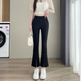 New Chinese Style Micro-Trumpet Women's Summer 2025 New Small High-Waist Hanging Elastic Opening Suit Pants