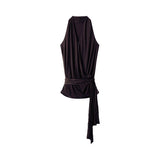 Vintage Babes Brown Hanging Neck V-Neck Vest Woman Summer Design Sense Bottom Slimming Strap Coat Wear
