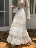 2025 New Sweet Slim Dress Women's Autumn And Winter Purple Gradient Mesh Yarn Long Cake Skirt Skirt