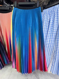 2025 New High-Rise 100-Fold Skirt Half-Dress Woman Pendant Tight Waist Thin High-Grade Elegant Solid Color Dress