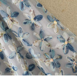 Net Yarn Half Dress Woman New High-Rise Thin Three-Dimensional Flower Embroidery Slid A Word Big Swing Skirt Dress Skirt