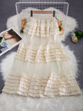 Ocean Spirit Dynamic Mesh Splicing Layer Cake Half Dress Women 2026 Spring Leisure Lazy Can Folded Through The Long Skirt
