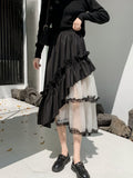 Design Sense Of Irregular Skirt Cake Skirt Long Ponum Skirt Thin 2025 New Personalized Yarn Skirt