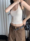 Solid Color Short Sling Vest Woman 2025 Summer New Retro Design Sexy Hot Girl Inside And Outside To Wear Clothes