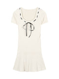 South Korea Dongdaemun New Slim Slimy Feminine U-Neck Sexy Waist Knitted Dress Woman Trend