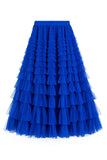 Net Yarn Lotus Leaf Side Temperament Skirt Women's Dress 2025 Spring And Autumn New Famous Woman Long Dress Thin Cake Skirt 2210