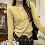 European Chic Long-Sleeved Knitted Jersey Coat Woman 2025 New Autumn And Winter French Unique Temperament Thin Top