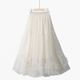 Multi-Layer Cake Dancing Net Dress In The Long Heavy Industry Half-Body Skirt Wood Ear A-Word Swing Ponum Skirt Yarn Skirt