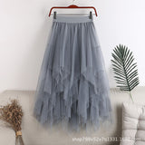 2025 New High-Rise Thin Multi-Layer Irregular Mesh Splicing Cake Skirt In The Long Half Skirt Women's Skirt