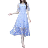 High-End Dress 2025 New Super Fairy Dress Summer Yang Printing Belly Embroidery Mesh Skirt