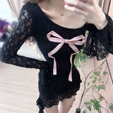 Lace Splicing Bows Off-Shoulder Dress Women Trend Thailand Slimming Bag Hip Dress