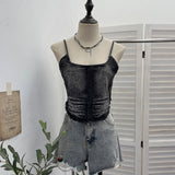 Summer Babes Cowboy Sling Vest Women's Hot Diamond Brush Wash Water Short Umbilized Sleeveless Top 658