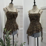 Real Shooting With Chest Pad 2026 Summer New Slings Female Hottie Design Leopard-Print Leaves Floating Belt 9329