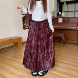 In The Autumn Of 2025, The New Folded High-Waisted 100-Folded Skirt Women's Leather Skirt Texture Of A Niche Pressure Folded Umbrella Skirt