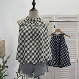Hanging Neck Lattice Sling Vest Women 2026 Summer New Lattice Loose Sleeveless Shirt Top 9350